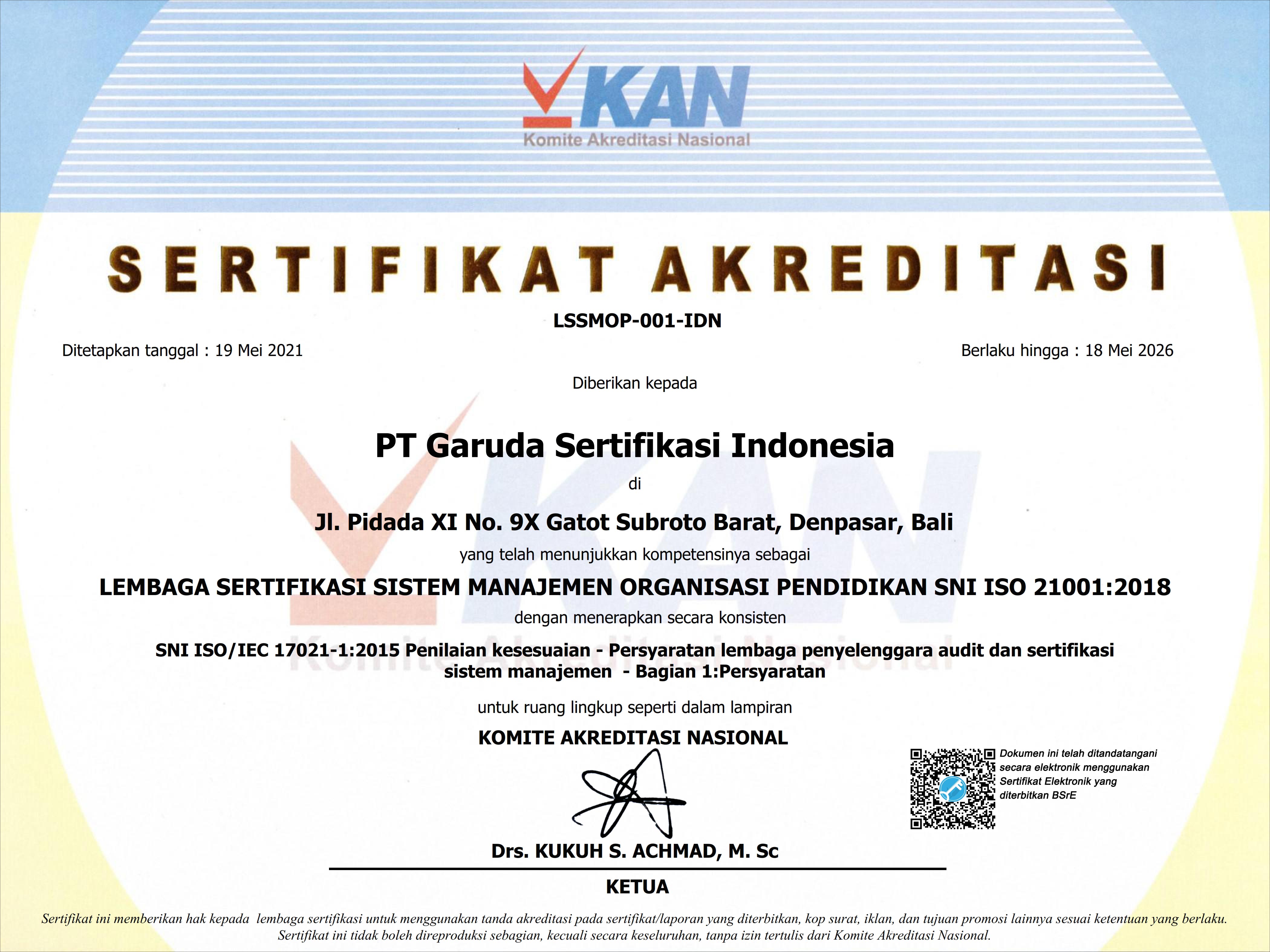 SNI ISO 21001 : 2018